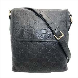Gucci Guccissima Shoulder Bag, Shima Leather, 223666, Black with Silver Hardware